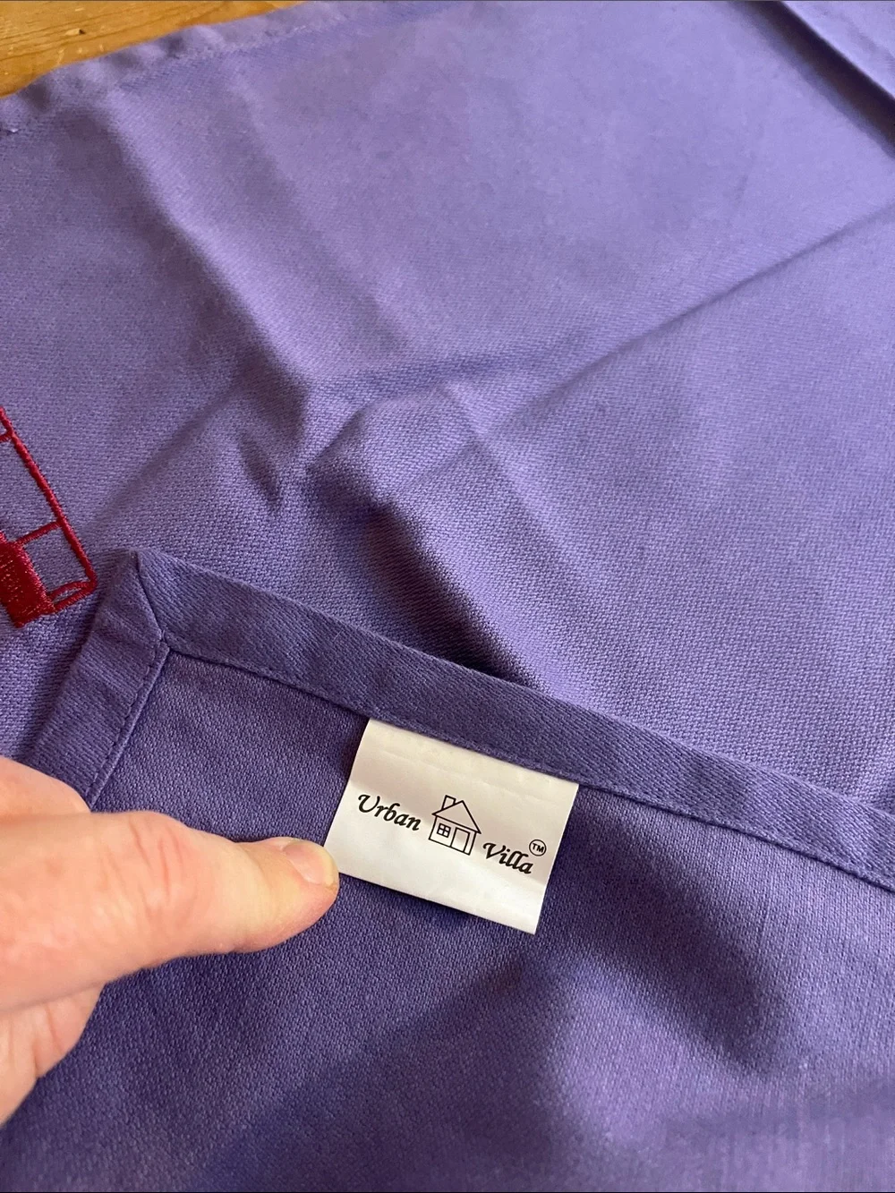 Hand Crafted Purple Towel with Red Wine Embroidery